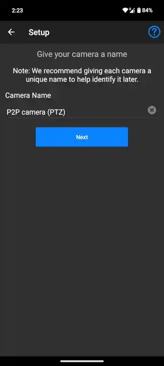 Add your camera using its P2P address