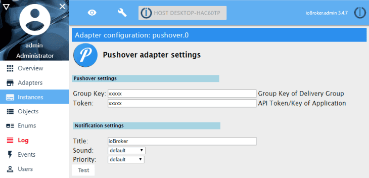 ioBroker Pushover Integration