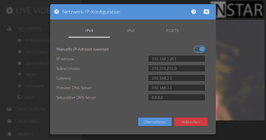 Web User Interface - 1440p Series - Network IP Configuration