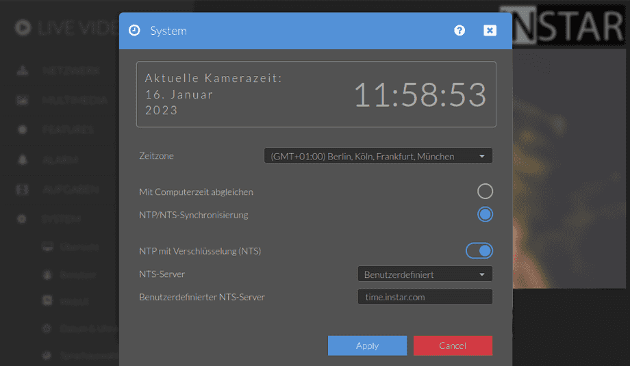 Web User Interface - 1440p Series - System Date & Time