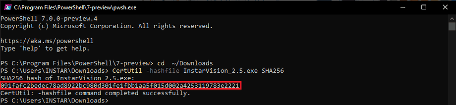 INSTAR SHA265 Security Hash for Download