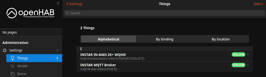 OpenHAB MQTT Discovery für INSTAR Kameras