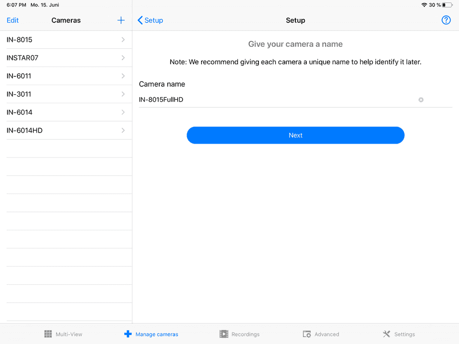 InstarVision iPad Installation Wizard