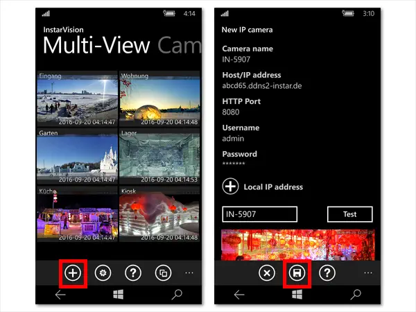 Now you can enter your camera´s DDNS information to our free Windows Phone, Windows Metro, Android, iPhone, iPad or Blackberry App.