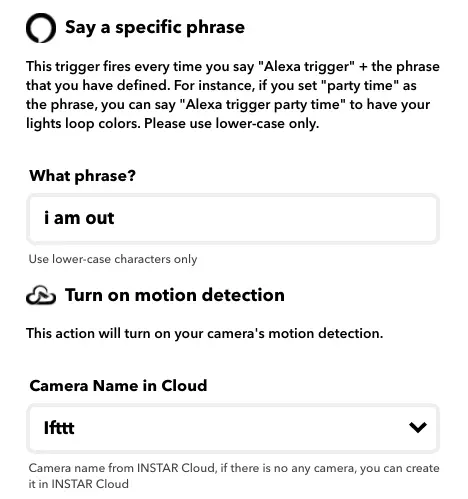 IFTTT Alexa that you are leaving to activate the alarm