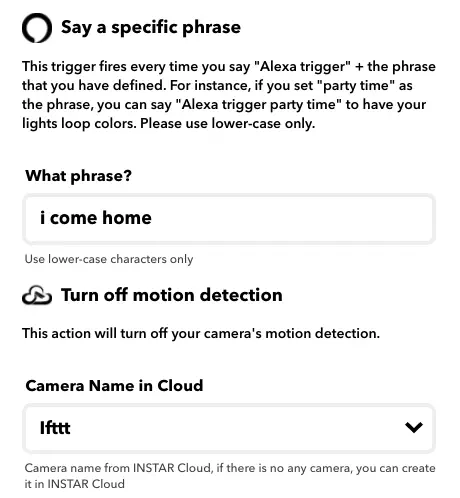 IFTTT Tell Alexa that you arrived home to deactivate the alarm