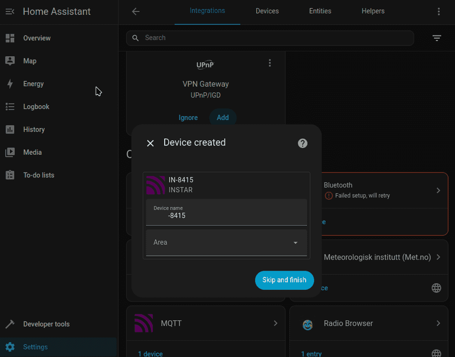 Home Assistant MQTT Discovery INSTAR IP Kameras