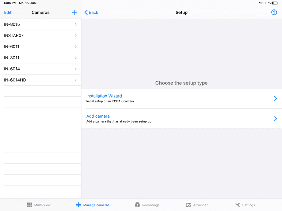 InstarVision iPad Installation Wizard