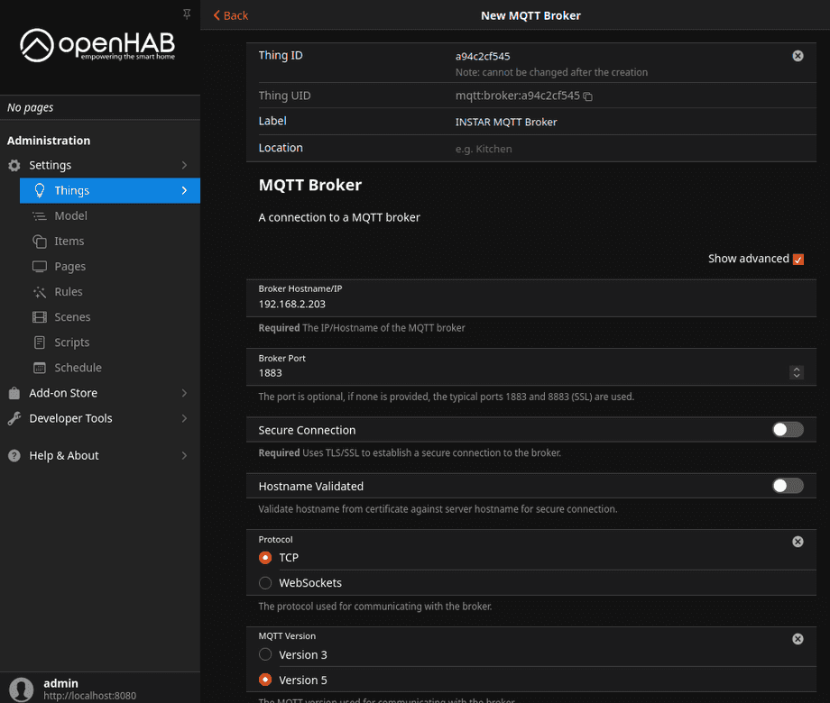 OpenHAB MQTT Discovery für INSTAR Kameras