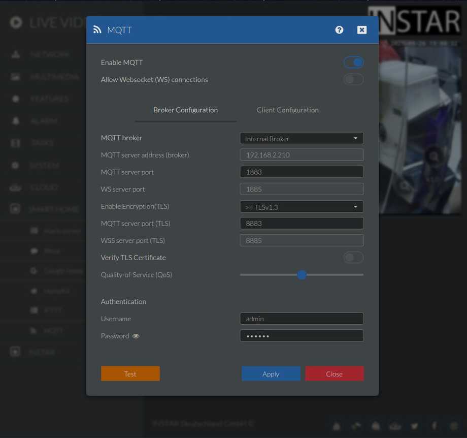 Home Assistant MQTT Discovery INSTAR IP Cameras