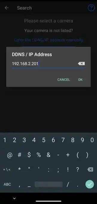 Add your camera using its DDNS address