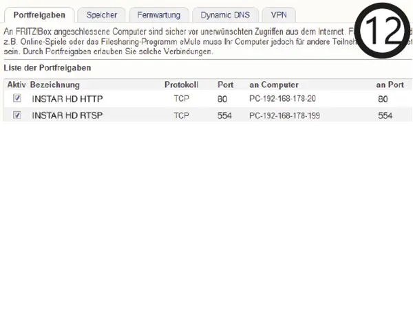 To access your camera over the internet, you have to forward the HTTP Port inside your router (default “80”). To access the Flash Videostream inside the WebUI, you also have to forward the RTMP Port (default 1935) -> see also 14 below