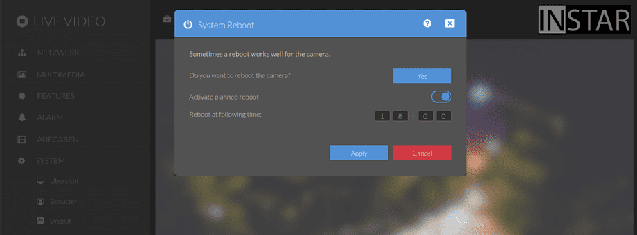 Web User Interface - 1440p Series - System Reboot