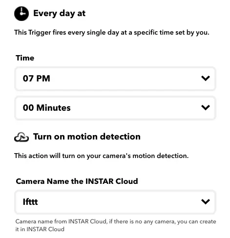 IFTTT Activate your cameras alarm schedule