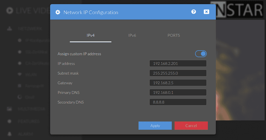 Web User Interface - 1440p Series - Network IP Configuration