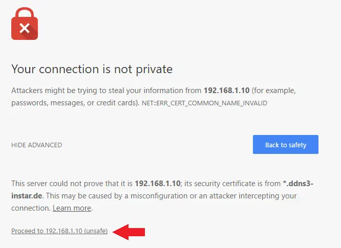 Accept the Certificate for the local IP Address