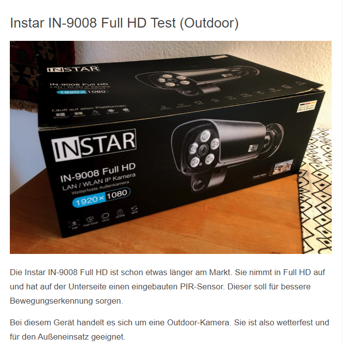 Instar IN-9008 Full HD Test (Outdoor)