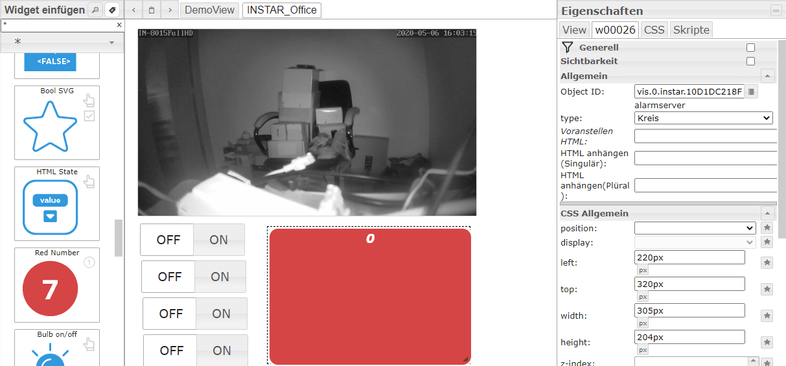 ioBroker Vis create a camera overview page via Node-RED