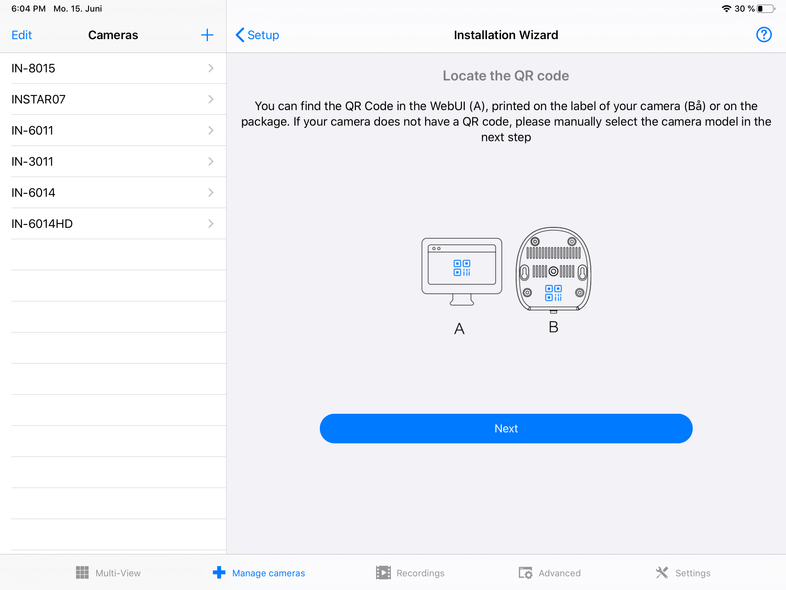 InstarVision iPad Installation Wizard