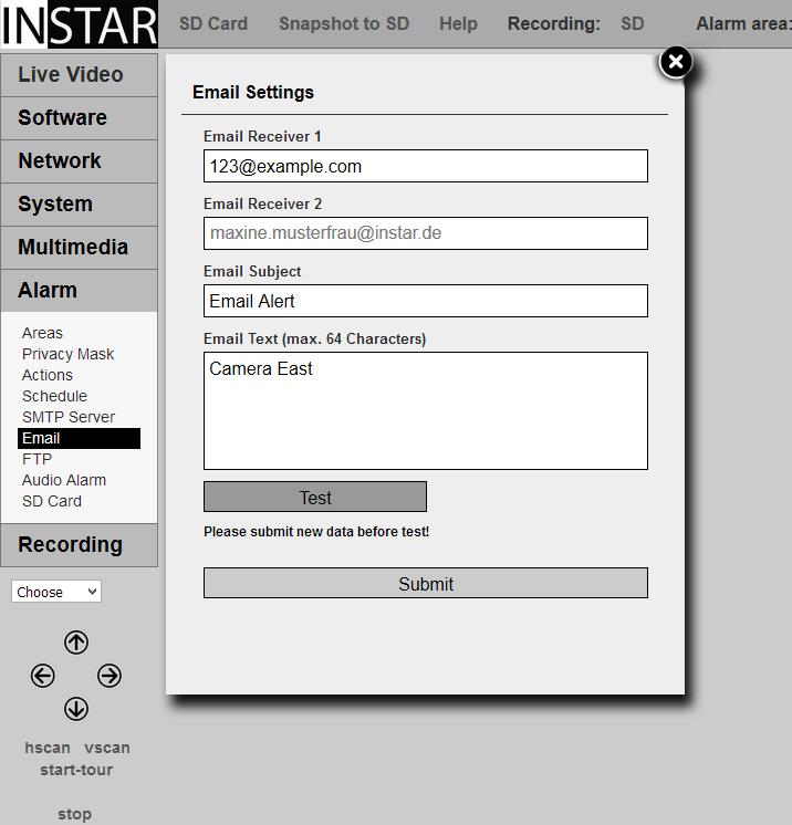 720p Web User Interface for your INSTAR IP Camera