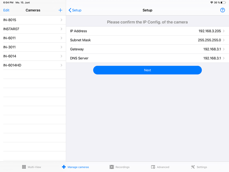 InstarVision iPad Installation Wizard
