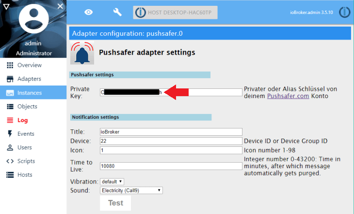 ioBroker Pushsafer Integration