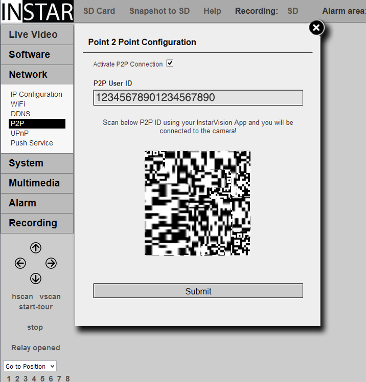 INSTAR 720p Web User Interface - P2P