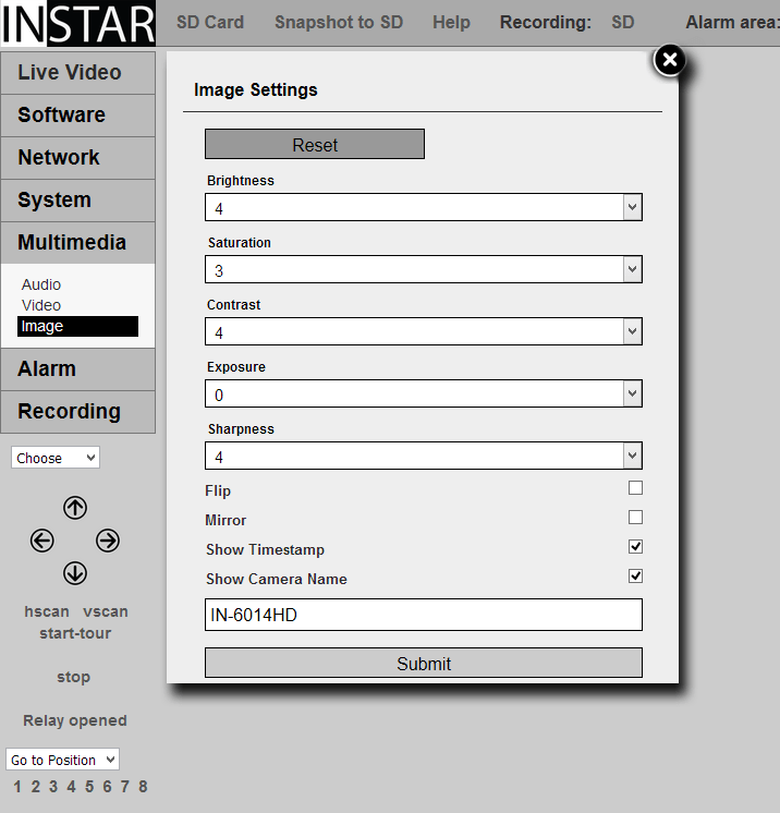 INSTAR 720p Web User Interface - Image