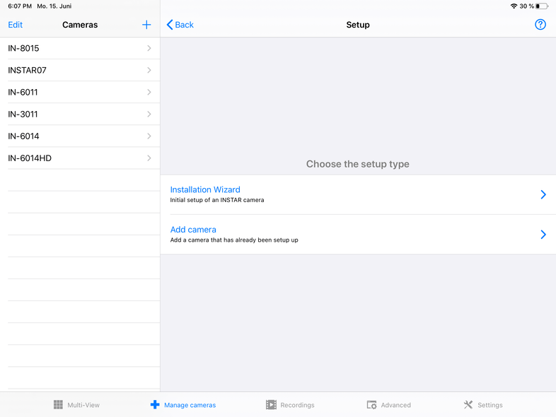 InstarVision iPad Installation Wizard