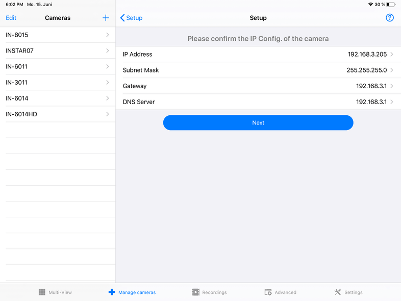 InstarVision iPad Installation Wizard