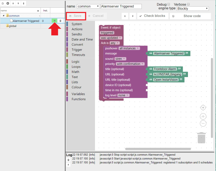 ioBroker Blockly Script Engine