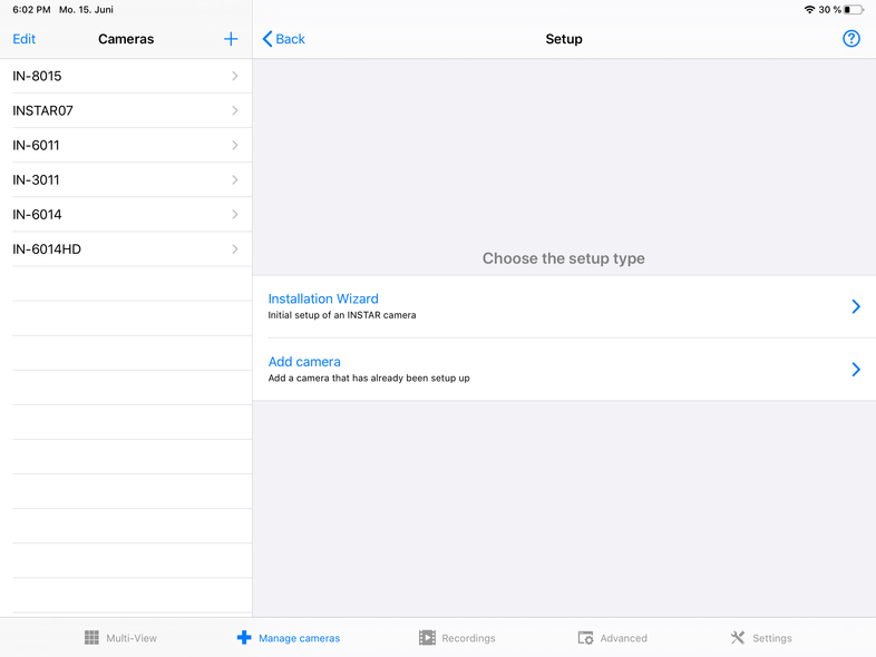 InstarVision iPad Installation Wizard