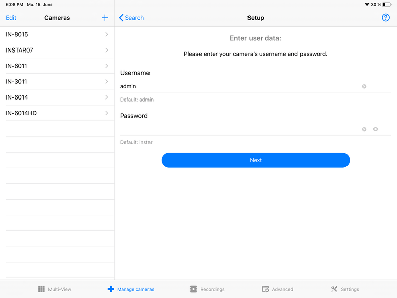 InstarVision iPad Installation Wizard