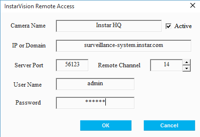InstarVision v2 for Windows: Add a Remote Instance