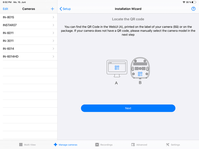InstarVision iPad Installation Wizard