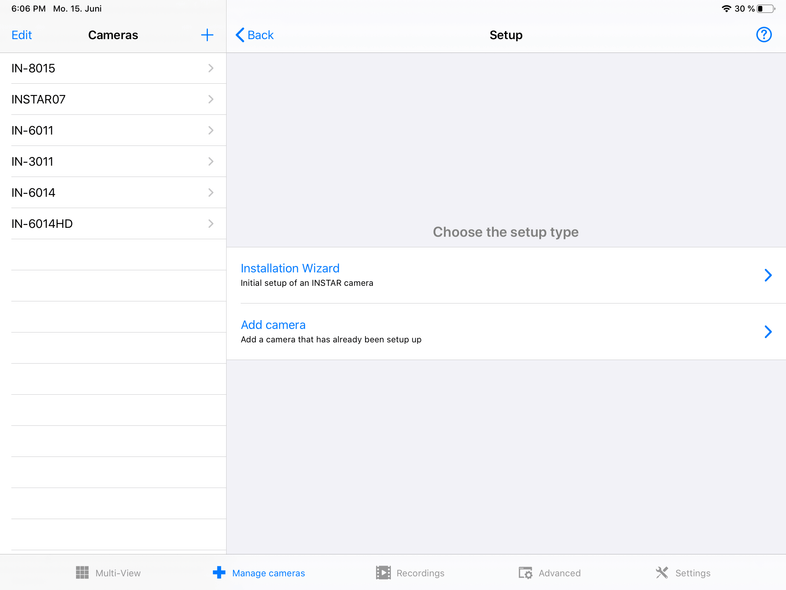 InstarVision iPad Installation Wizard