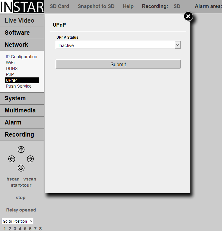 INSTAR 720p Web User Interface - UPnP Service