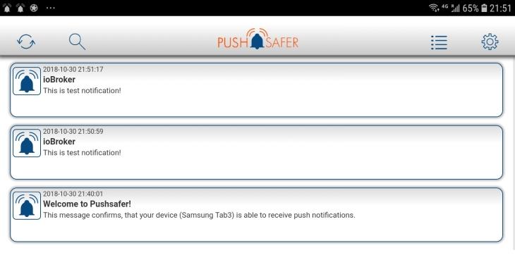 ioBroker Pushsafer Integration